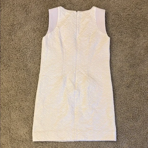 J. Crew Off-White Cream Jacquard Gold Zipper Above Knee Shift Dress - Picture 9 of 15
